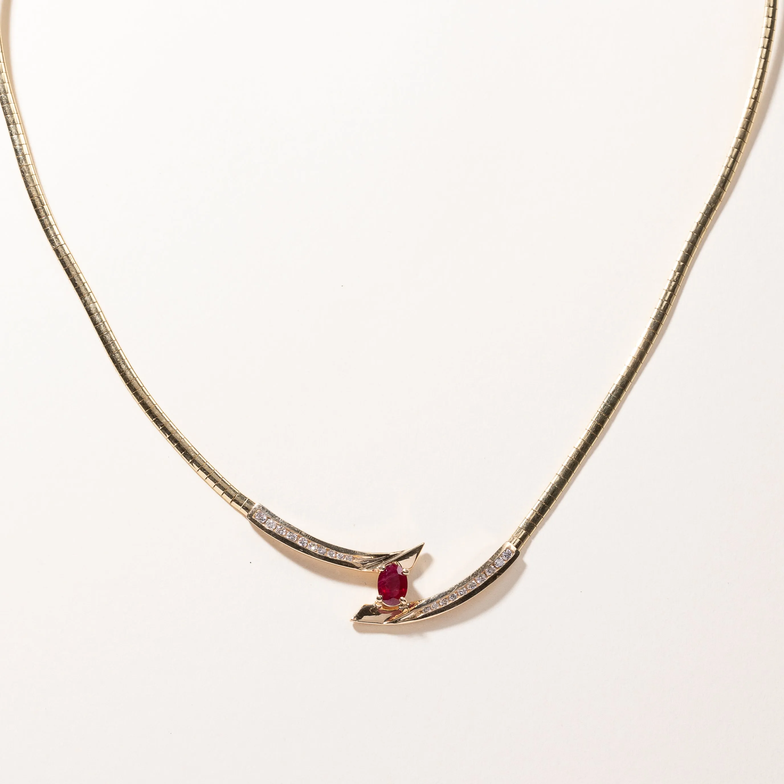 14k Yellow Gold Ruby & Diamond Necklace | 1.01ct, 0.45ctw | 17.5"