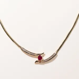 14k Yellow Gold Ruby & Diamond Necklace | 1.01ct, 0.45ctw | 17.5"