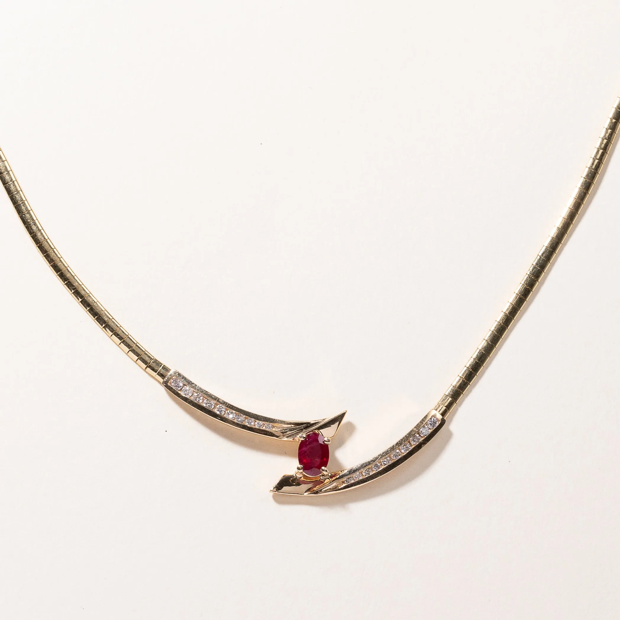 14k Yellow Gold Ruby & Diamond Necklace | 1.01ct, 0.45ctw | 17.5"