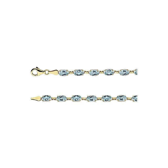 14k Yellow Gold Sky Blue Topaz 7" Bracelet
