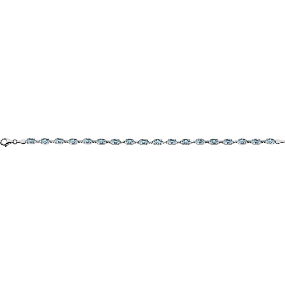 14k Yellow Gold Sky Blue Topaz 7" Bracelet