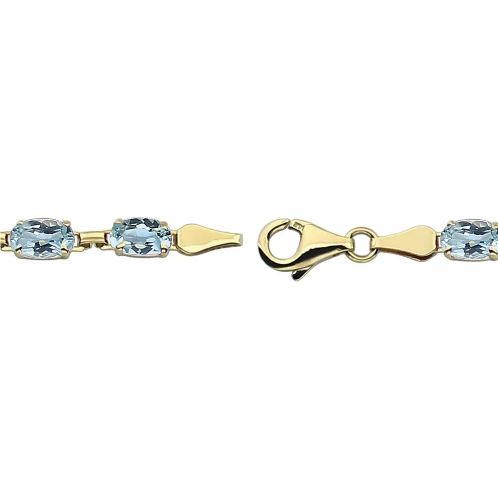 14k Yellow Gold Sky Blue Topaz 7" Bracelet