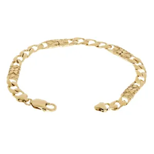14k Yellow Gold Solid Cuban & Nugget Link Chain Bracelet 9" 6.5mm 15.4 grams