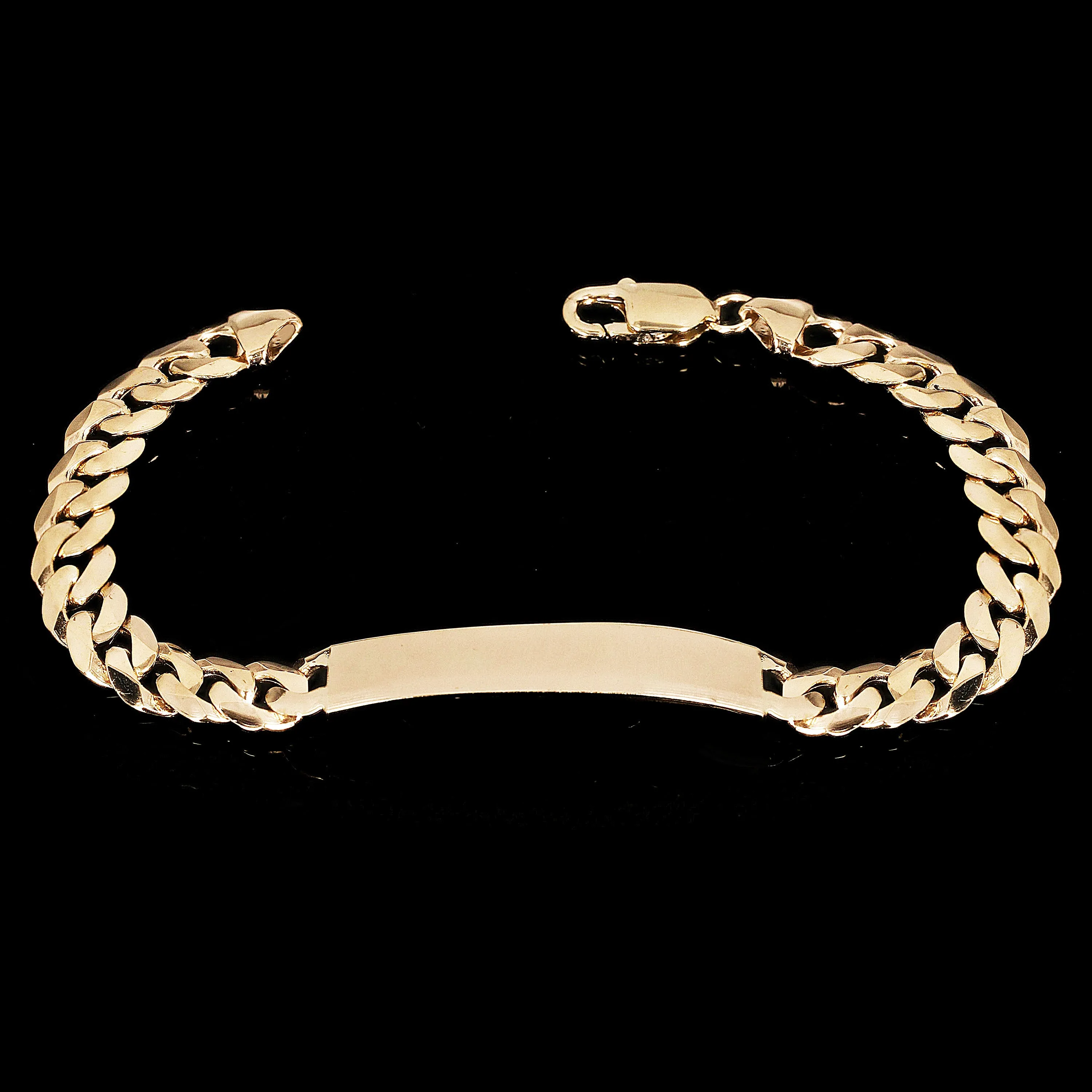 14k Yellow Gold Solid Curb Cuban Link Chain ID Bracelet 8" 10.2mm 22.5 grams