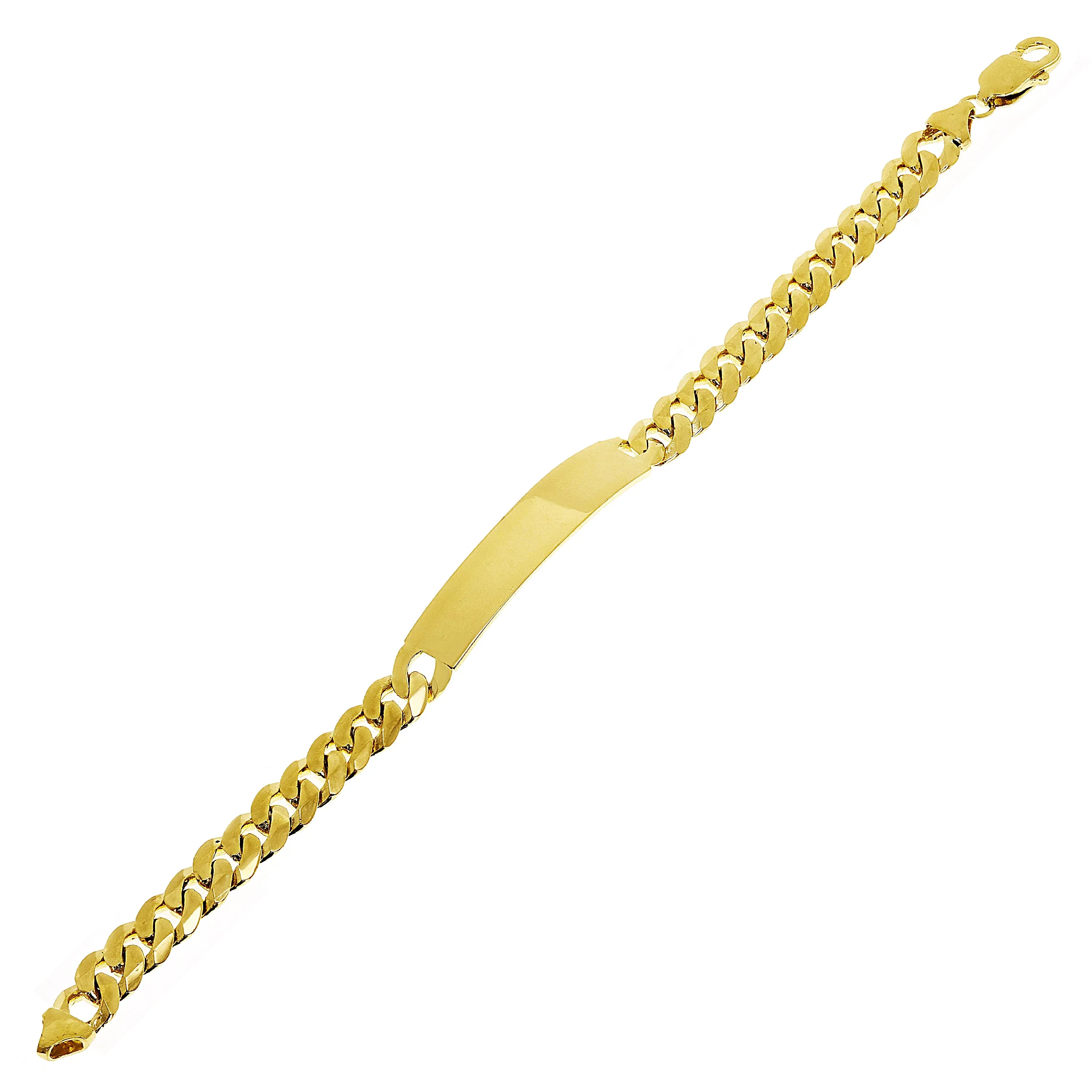 14k Yellow Gold Solid Curb Cuban Link Chain ID Bracelet 8" 10.2mm 22.5 grams
