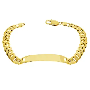 14k Yellow Gold Solid Curb Cuban Link Chain ID Bracelet 8" 10.2mm 22.5 grams