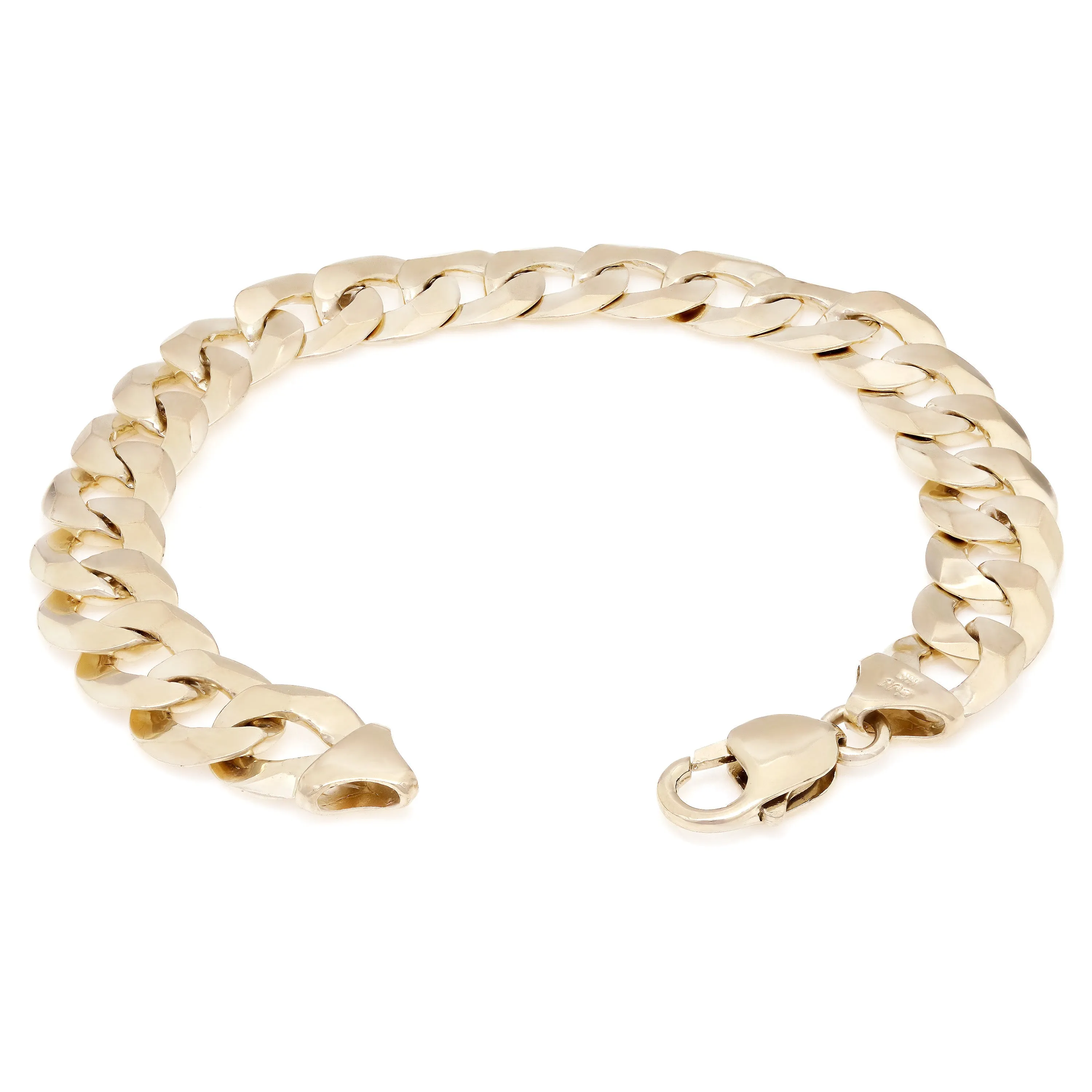 14k Yellow Gold Solid Flat Cuban Curb Link Chain Bracelet 8.5" 9mm 18 grams