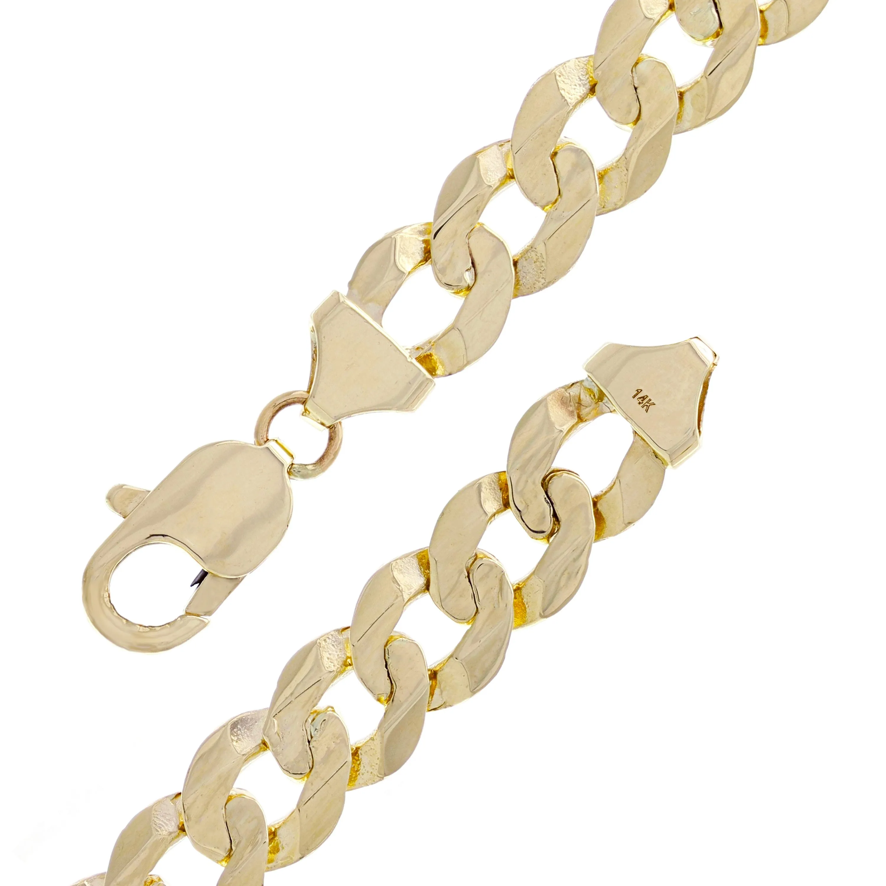 14k Yellow Gold Solid Flat Cuban Curb Link Chain Bracelet 8.5" 9mm 18 grams