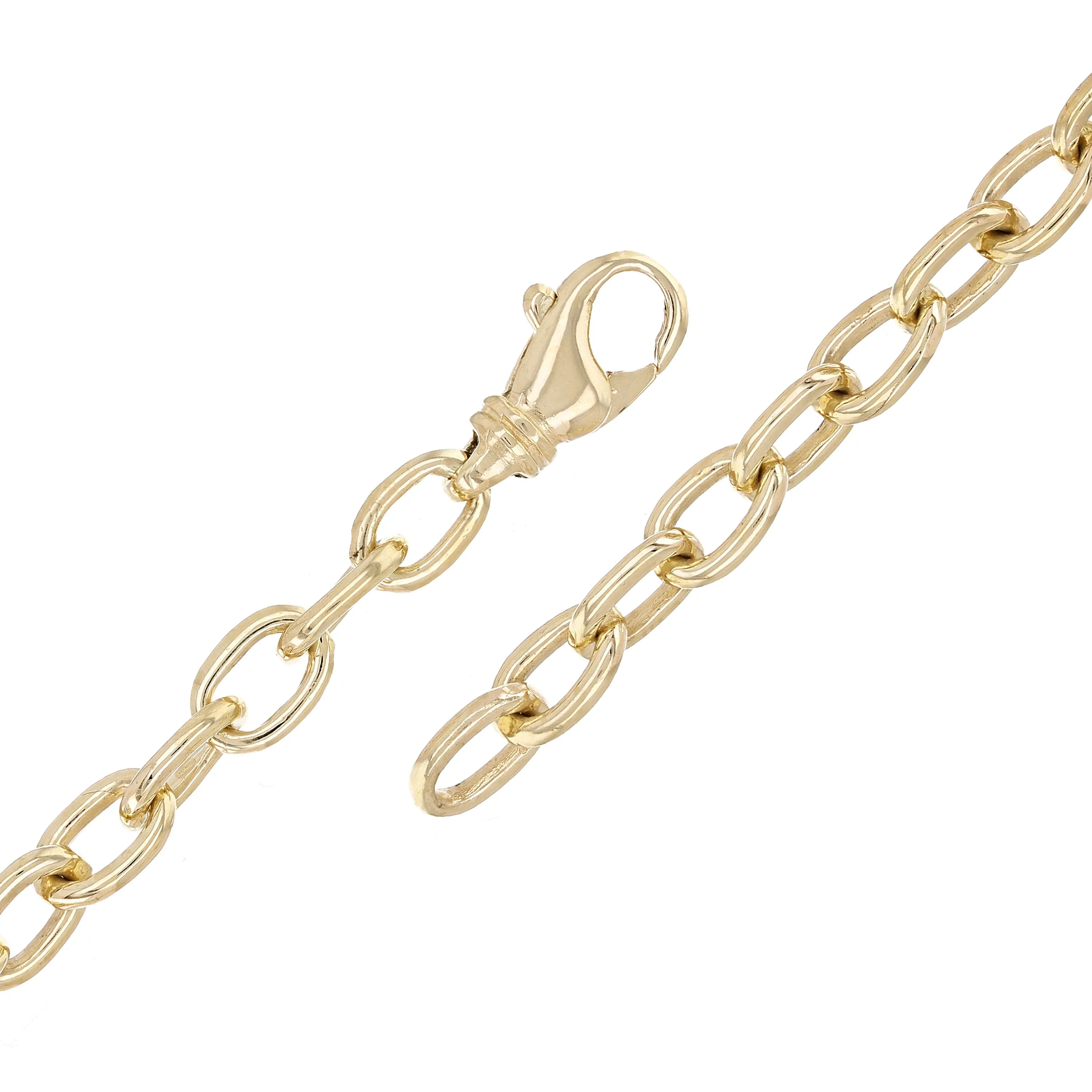 14k Yellow Gold Solid Handmade Oval Link Chain Bracelet 7" - 9" 6.9mm