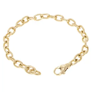 14k Yellow Gold Solid Handmade Oval Link Chain Bracelet 7" - 9" 6.9mm