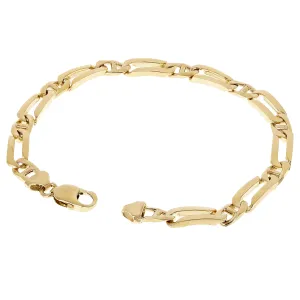 14k Yellow Gold Solid Rectangle & Mariner Link Chain Bracelet 7" - 9" 7mm