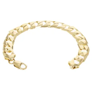 14K Yellow Gold Square Curb Cuban Link Chain Bracelet 7" - 9.5" 12.7 mm