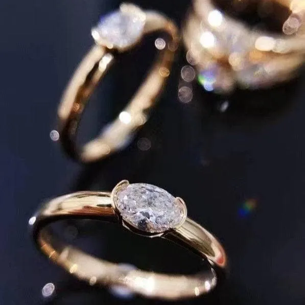 14k Yellow Gold VVS1 Oval Cut Diamond Engagement Ring