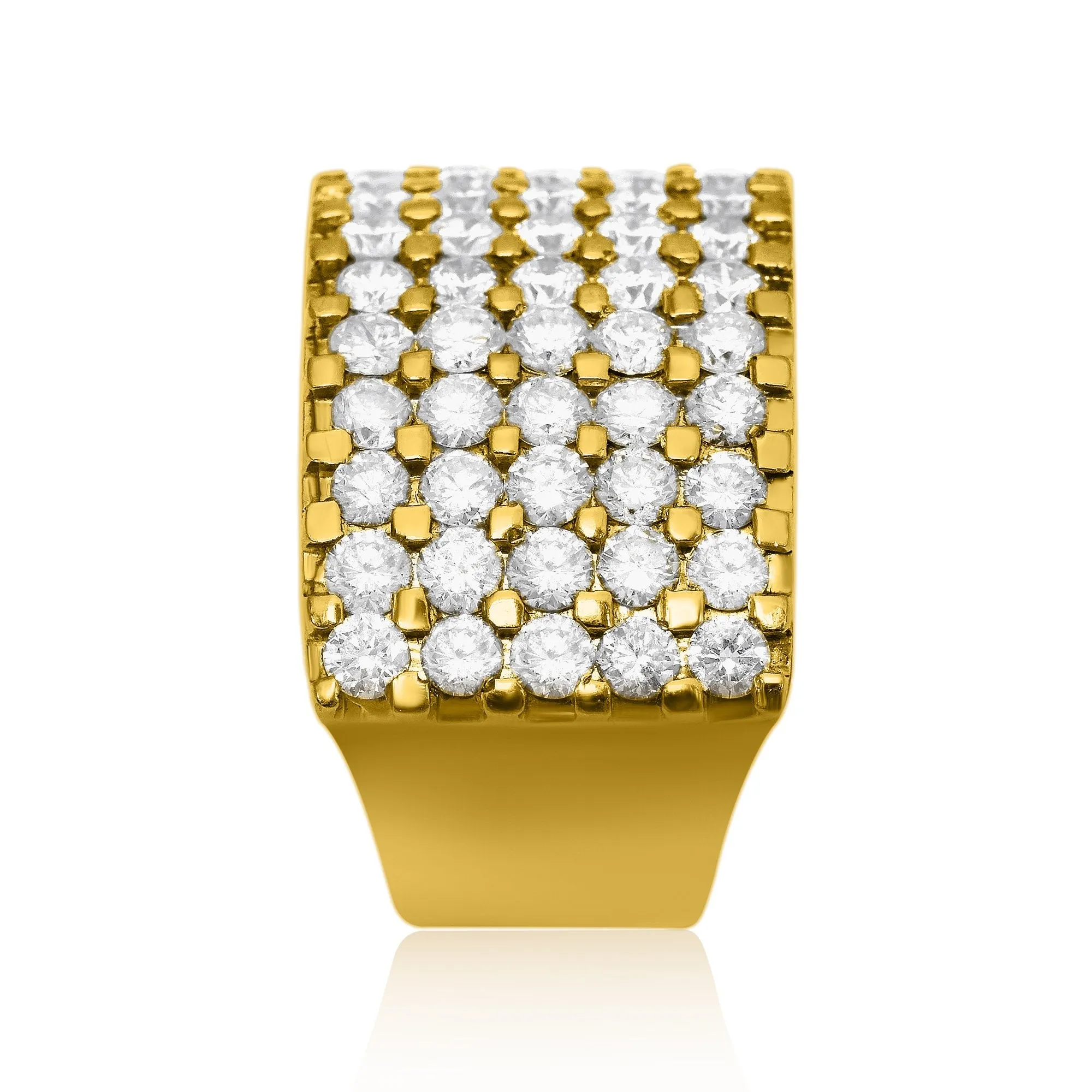 14k Yellow Gold Wide Diamond Ring 7 Ctw