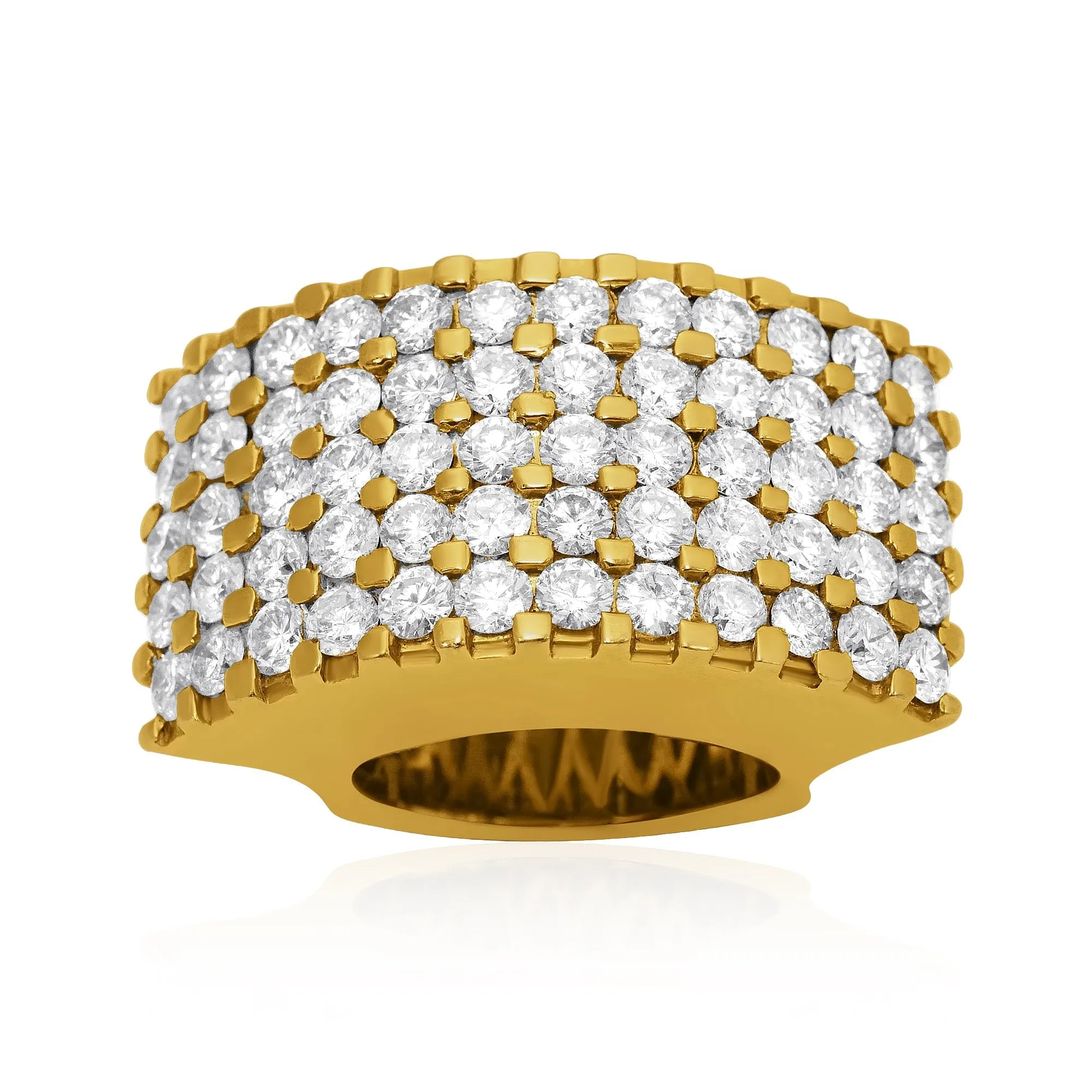 14k Yellow Gold Wide Diamond Ring 7 Ctw