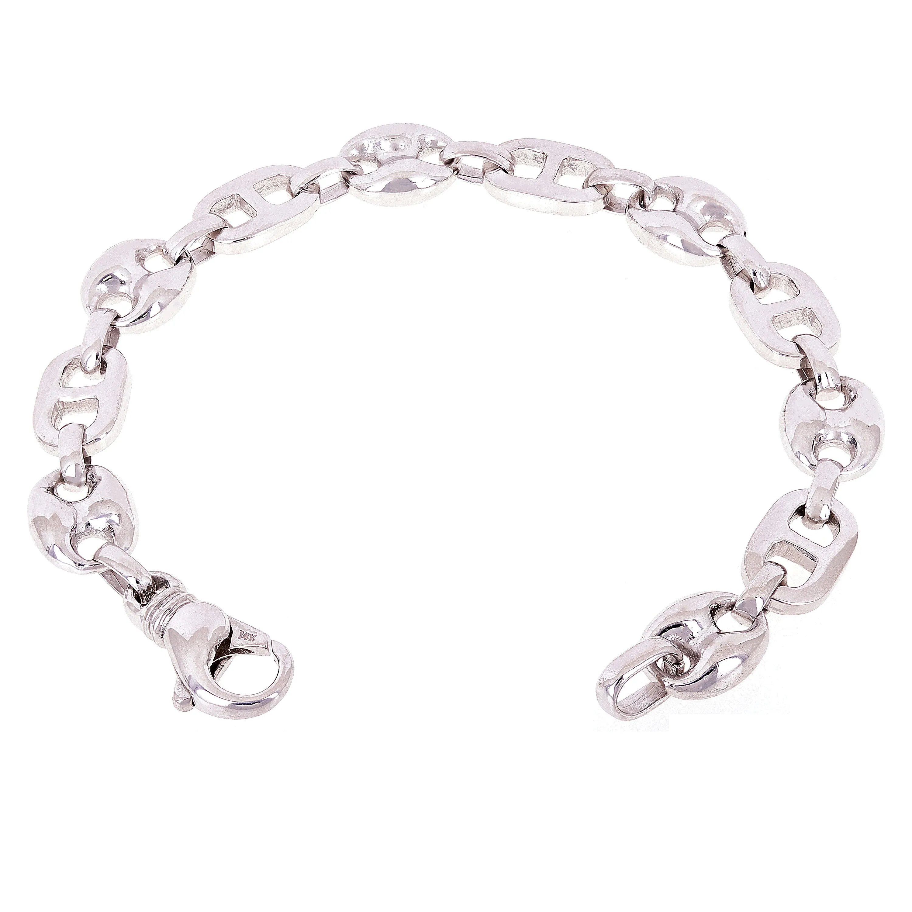 14k Yellow or White Gold Solid Gucci Puffy Mariner Link Chain Bracelet 10.7mm Various Lengths