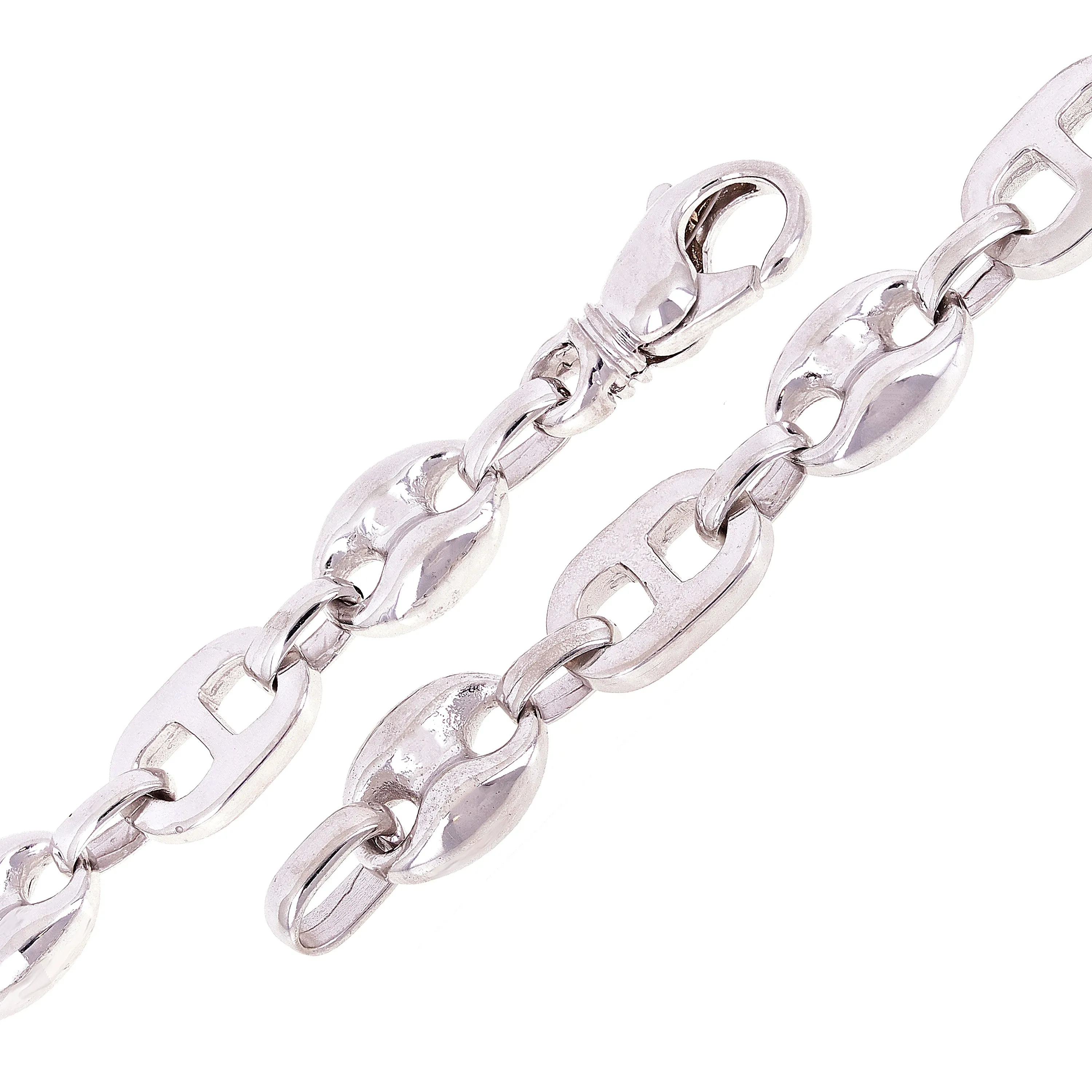 14k Yellow or White Gold Solid Gucci Puffy Mariner Link Chain Bracelet 10.7mm Various Lengths