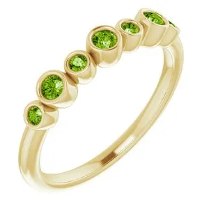 14K Yellow Peridot Bezel-Set Ring