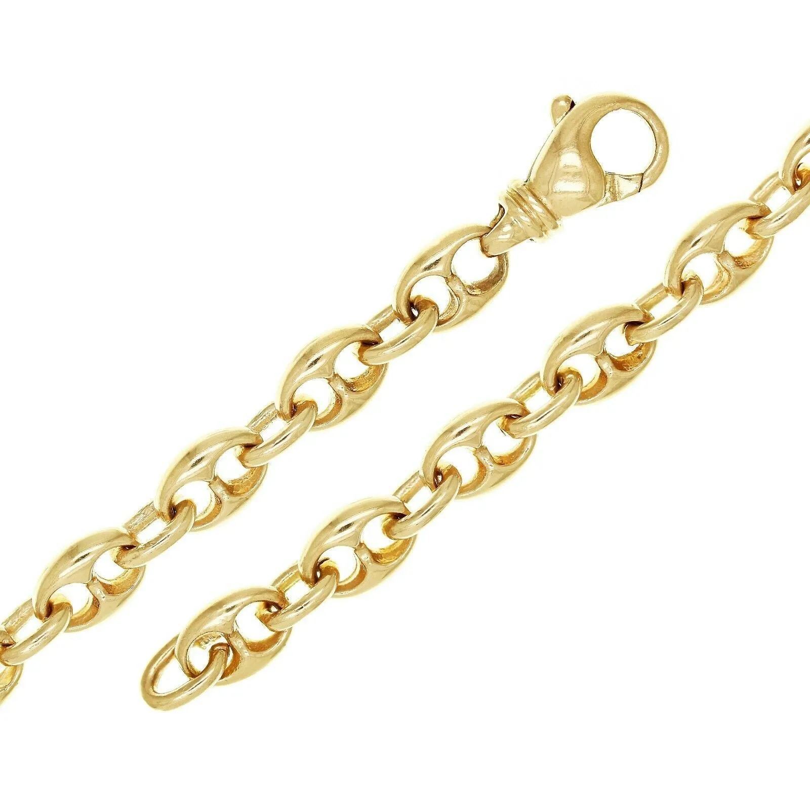 14k Yellow White or Rose Gold Handmade Fashion Link Bracelet 7.5mm