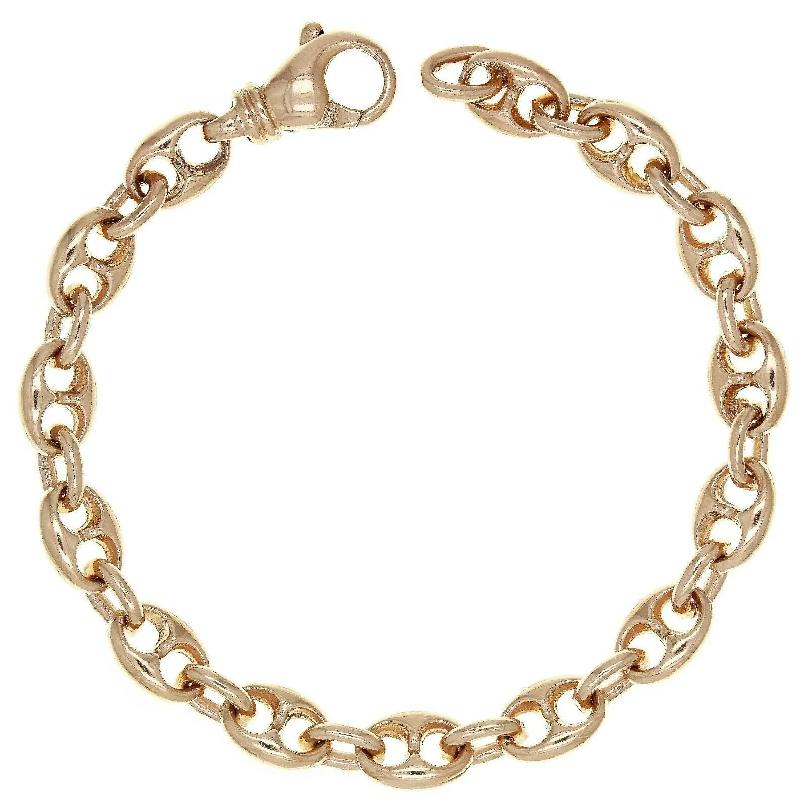 14k Yellow White or Rose Gold Handmade Fashion Link Bracelet 7.5mm