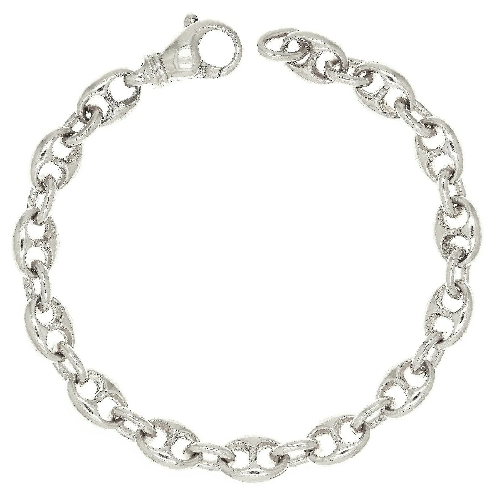 14k Yellow White or Rose Gold Handmade Fashion Link Bracelet 7.5mm