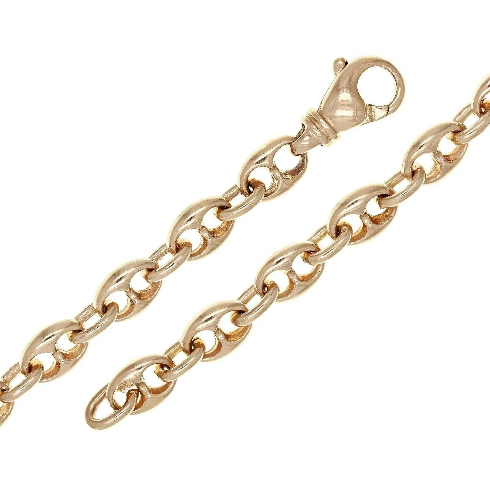 14k Yellow White or Rose Gold Handmade Fashion Link Bracelet 7.5mm