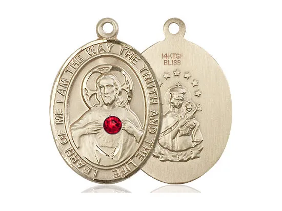 14kt Gold Filled Scapular Pendant with Ruby Swarovski