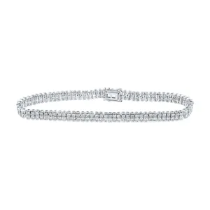 14kt White Gold Womens Round Diamond 2-Row Tennis Bracelet 4-3/8 Cttw