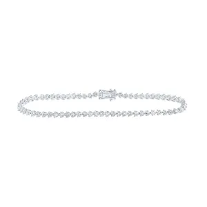 14kt White Gold Womens Round Diamond Single Row Tennis Bracelet 2-3/4 Cttw