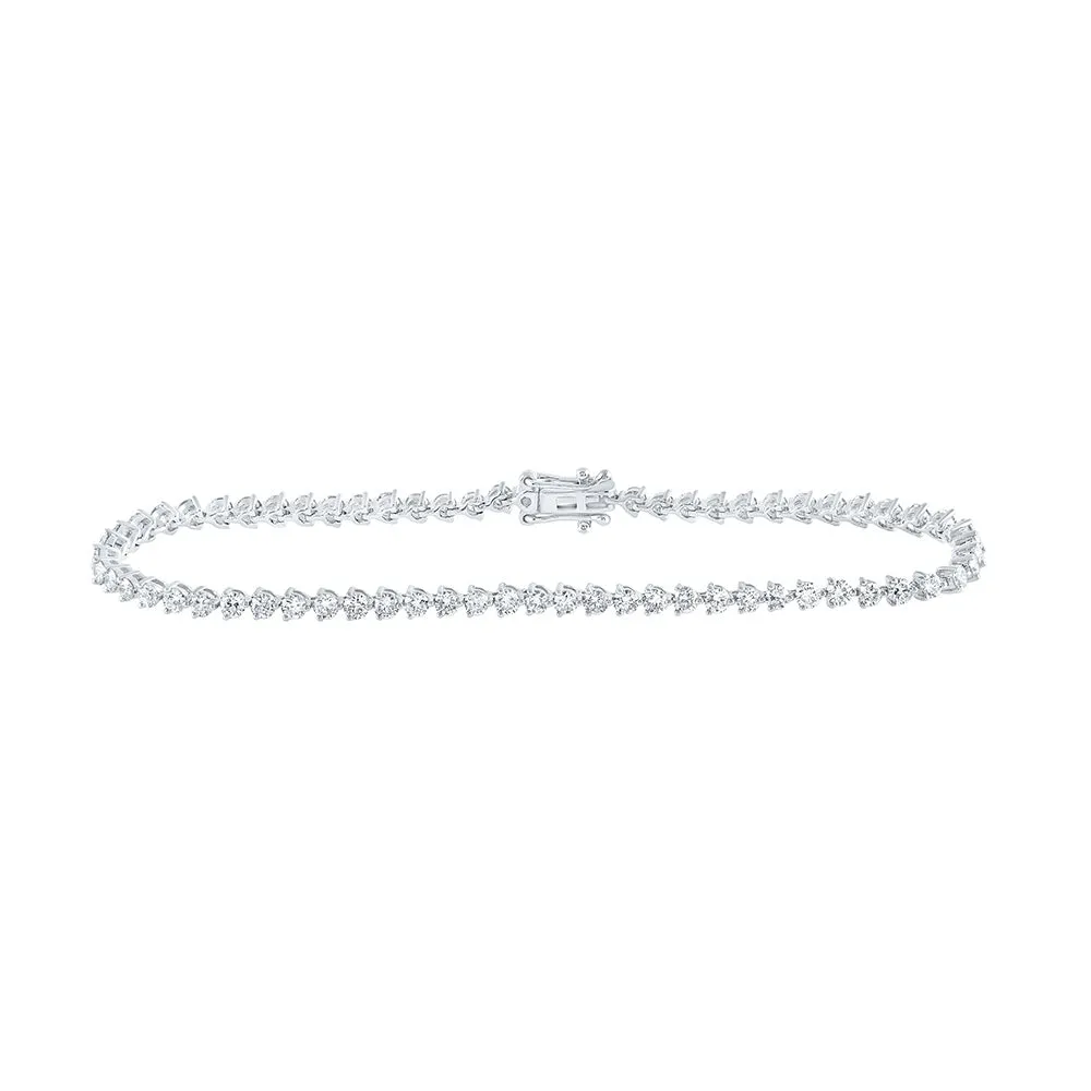 14kt White Gold Womens Round Diamond Single Row Tennis Bracelet 2-3/4 Cttw