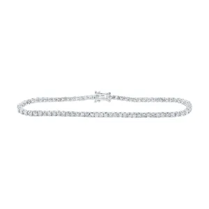 14kt White Gold Womens Round Diamond Single Row Tennis Bracelet 3-3/8 Cttw