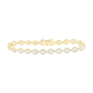 14kt Yellow Gold Womens Pear Diamond Fashion Bracelet 3 Cttw