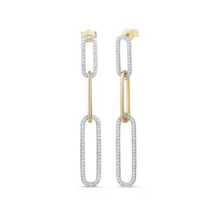 14KY Diamond Link Drop Earrings