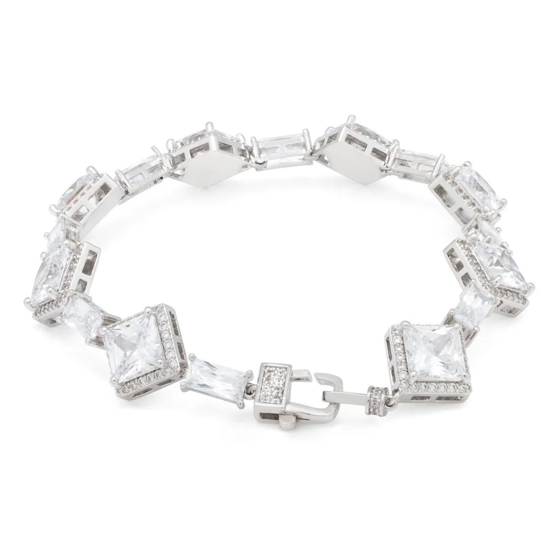 14mm Clustered Princess-Cut Tennis Bracelet