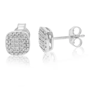1/5 cttw Lab Grown Diamond Cushion Stud Earrings Sterling Silver