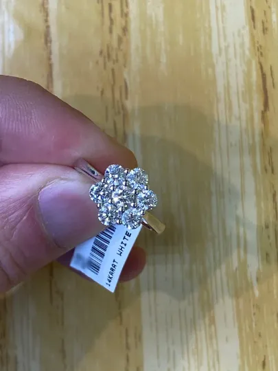 1.50 Carat Natural Diamond Flower Ring G SI 14K White Gold