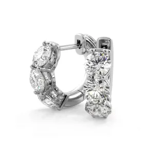 1.50 ctw. Three Stone Diamond Hoop Earrings Huggie Style