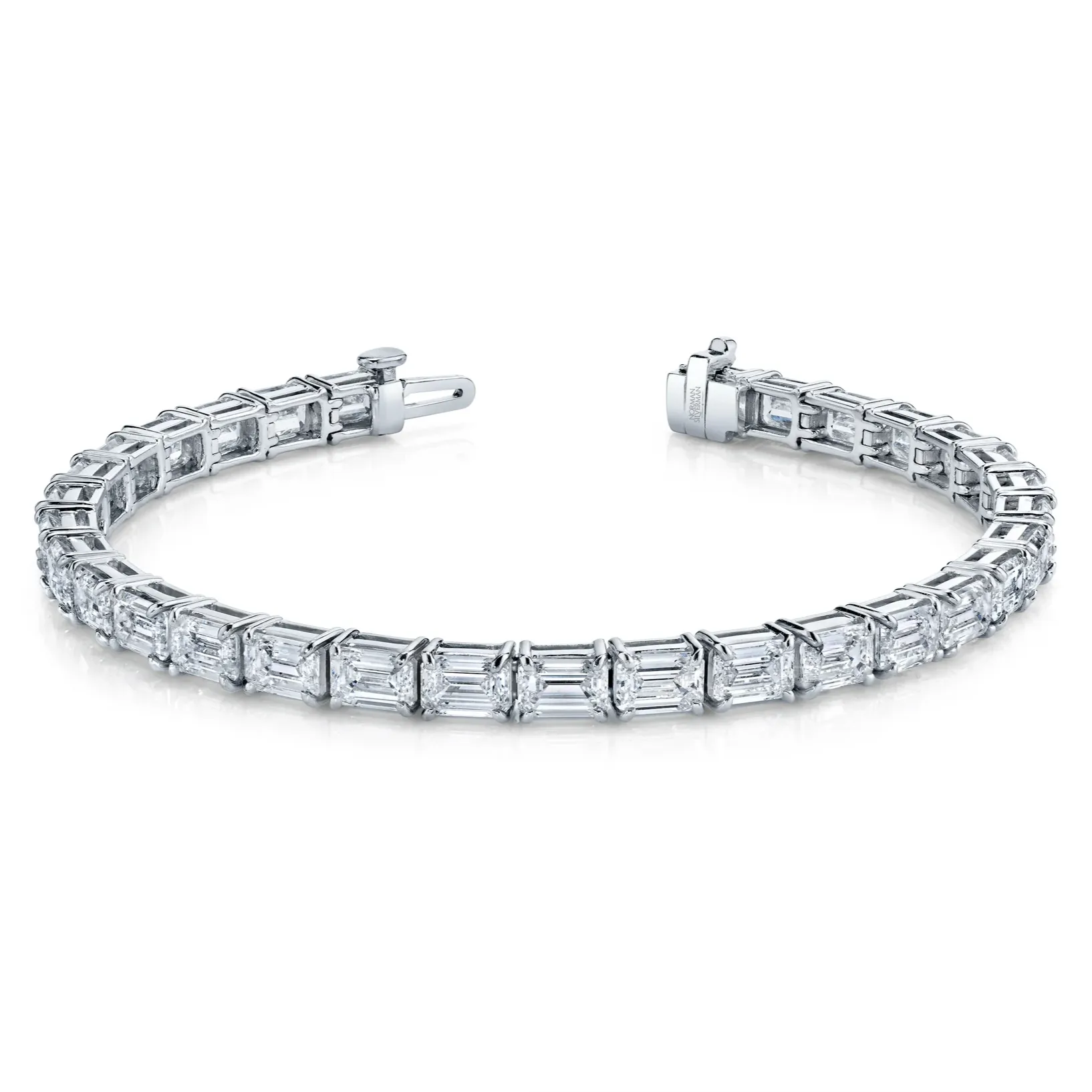 15.81ctw Platinum Emerald Cut Tennis Bracelet