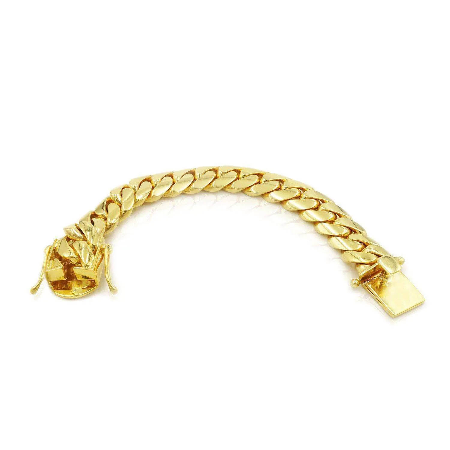 15mm Solid Cuban Link Bracelet in 18K Yellow Gold