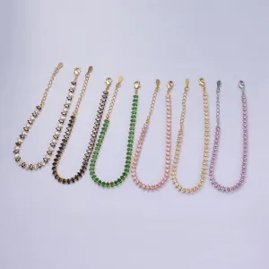 16K Gold Filled 5mm Clear, Green, Black & White, Black, Pink CZ Marquise Tennis 6.5 Inches with Extender | WA-1834 ~ WA-1839