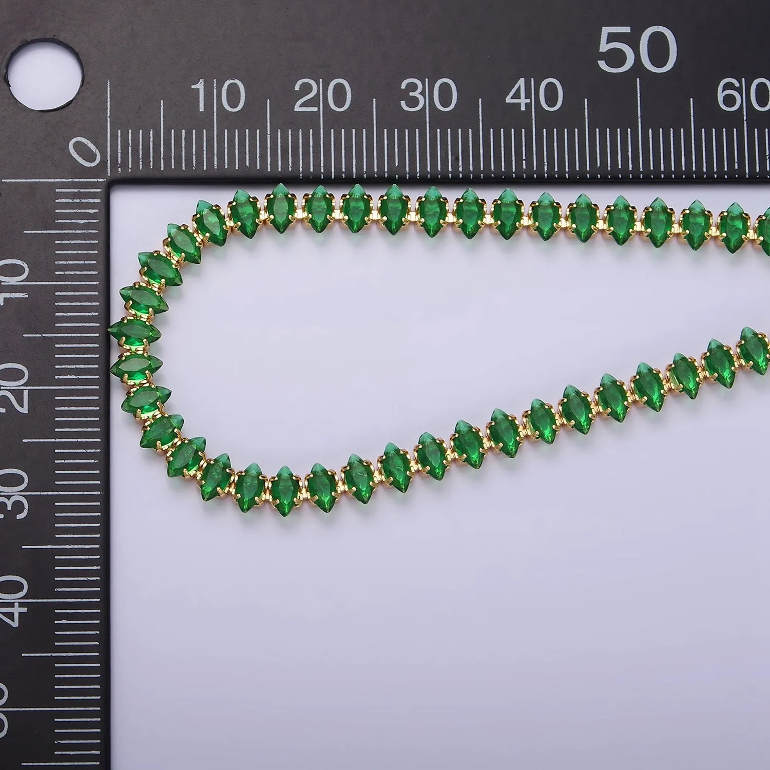 16K Gold Filled 5mm Clear, Green, Black & White, Black, Pink CZ Marquise Tennis 6.5 Inches with Extender | WA-1834 ~ WA-1839