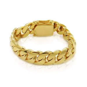 16mm Solid Cuban Link Bracelet in 14K Yellow Gold