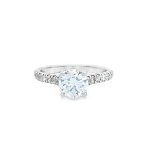 18ct White Gold Round Brilliant Lab Grown Diamond Engagement Ring with Shoulder Stones TDW= 1.21ct