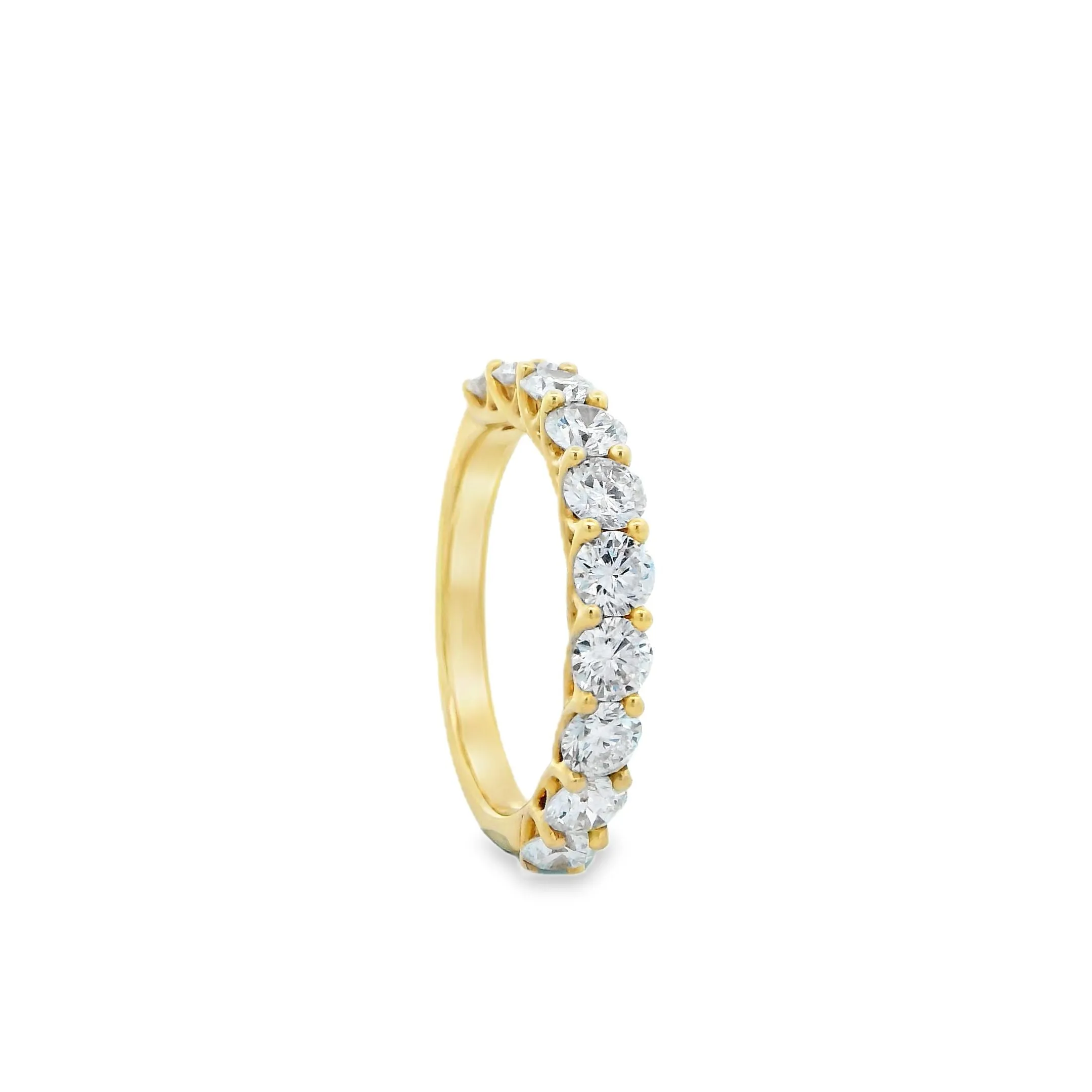 18ct Yellow Gold Round Lab Grown Diamond Claw Set Eternity Wedding Band TDW= 1.60ct
