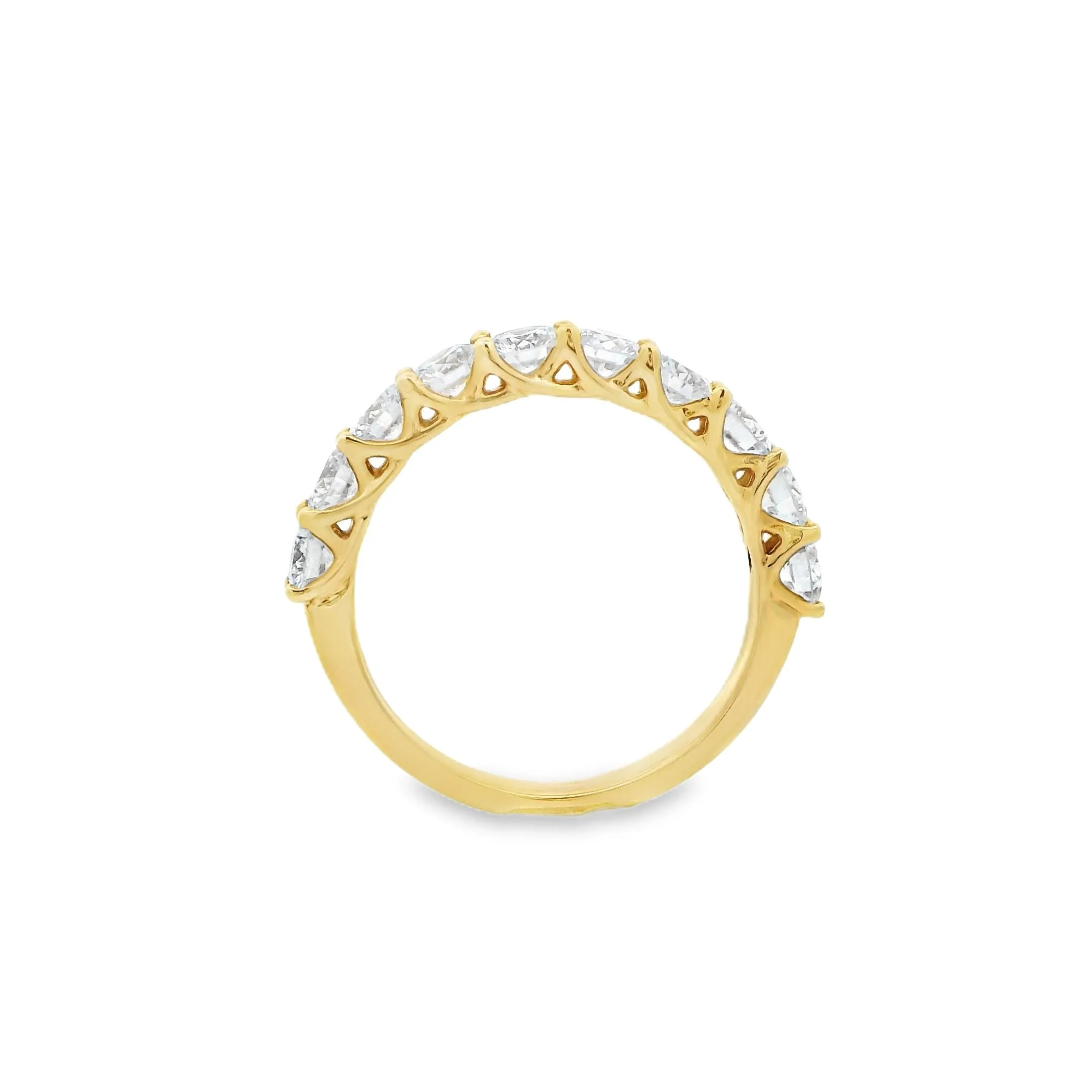18ct Yellow Gold Round Lab Grown Diamond Claw Set Eternity Wedding Band TDW= 1.60ct