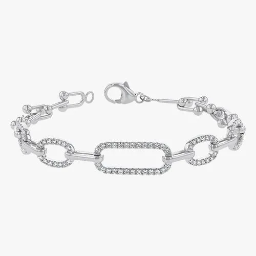 18K Gold Diamond Link White Gold Bracelet