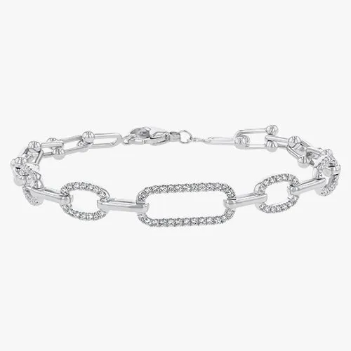 18K Gold Diamond Link White Gold Bracelet