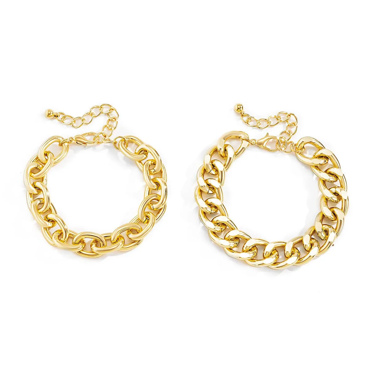 18K Gold-Plated Curb Chain Bracelet Set