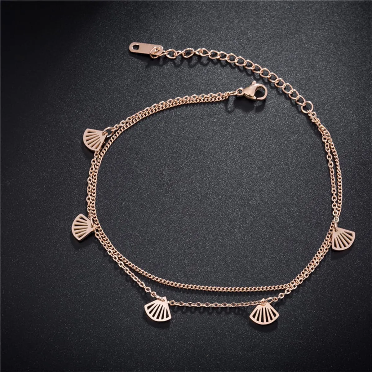 18K Rose Gold-Plated Gingko Leaves Charm Bracelet