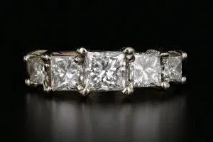 18K White & Yellow Gold Princess Cut .56 CTR Diamond 1 CTW Diamond Ring